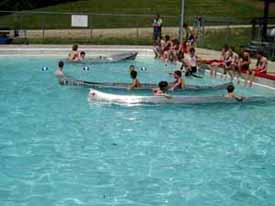 canoe in pool