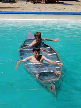 canoe in pool